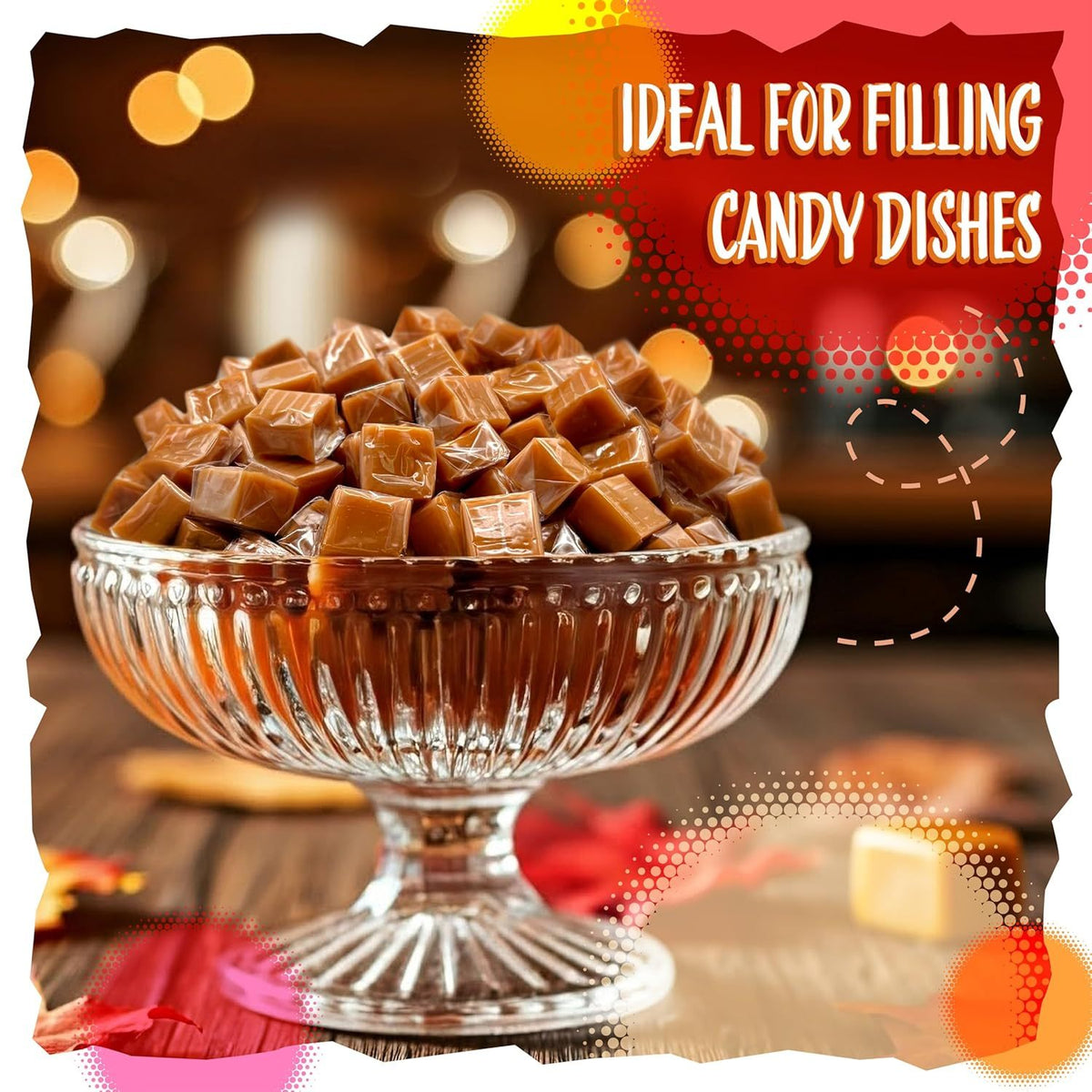 Vanilla Caramel Cubes Candy 3 Pound Bulk Pack – About 225 Count, Individually Wrapped, Soft Buttery Vanilla Caramel Squares for Snacking, Baking, Gifting & Candy Bowls