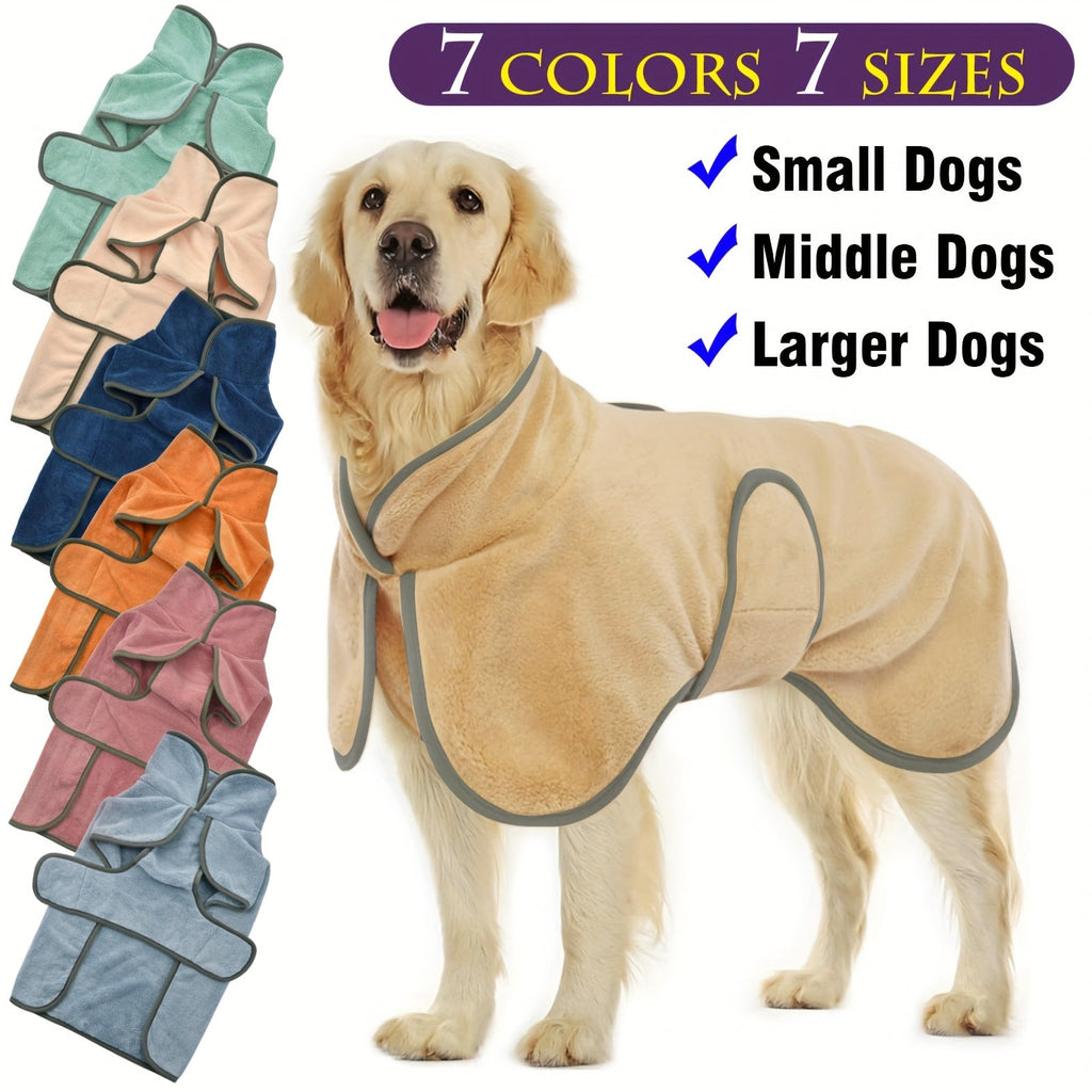 Dog Bathrobe Quick-Dry Super Absorbent Post-Bath Pet Robe Towel Coat for Small Medium Large Dogs XS S M L XL XXL 3XL 7 Colors Light Blue Rose Red Orange Deep Blue Green Khaki Pink
