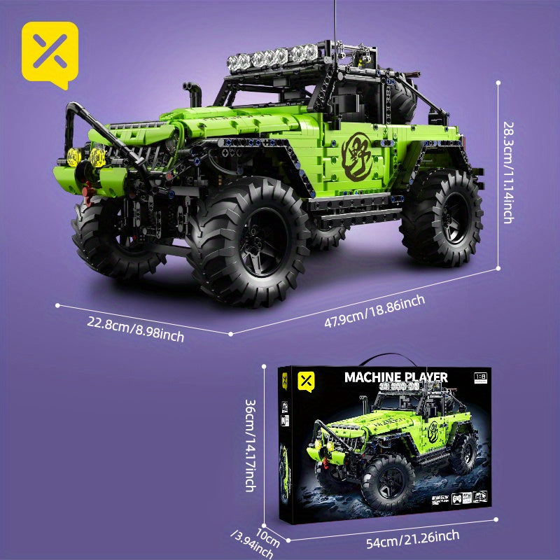 2372pcs 1:8 Scale Large Heavy Cross-Country Building Block Car with Domineering Large Tires – Detailed Off-Road Building Set Display Model Gift for Adults & Kids
