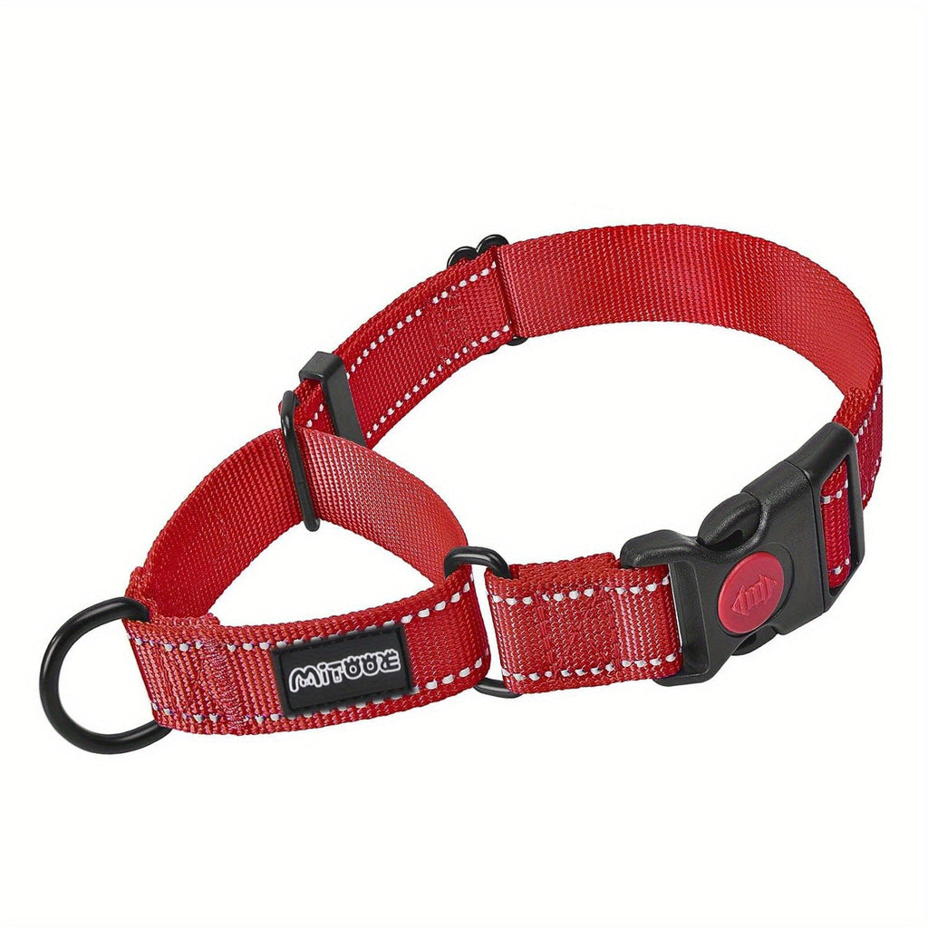Reflective Dog Collar with Safety Locking Buckle - 1 Inch Wide, Adjustable for Small Medium Large Dogs, Night Visibility Training Collar