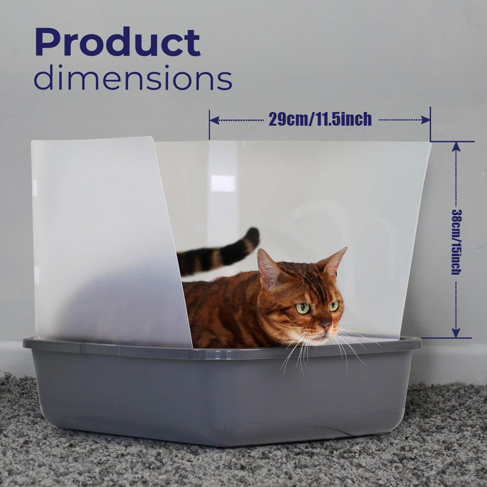 Cat Litter Box Splash Guard 4pcs – Litter Box Shield & Privacy Screen Splash Protector for Open Litter Boxes, Keeps Floor Clean, Easy Clip-On Installation