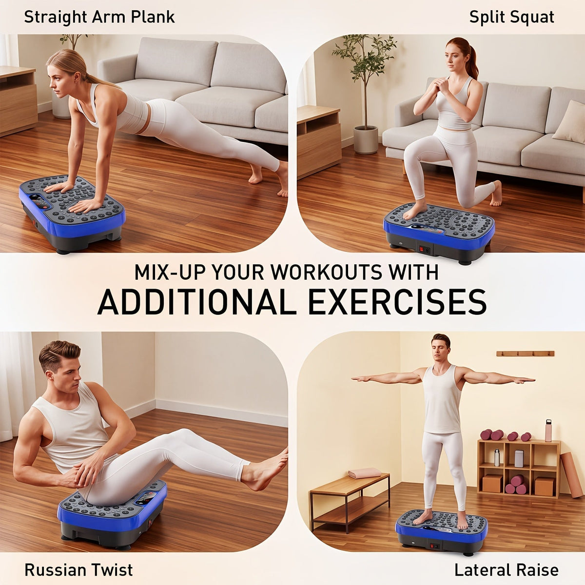 Vibration Plate Whole Body Workout Machine Lymphatic Drainage Fitness Platform Silent Motor Adjustable Speed Control Home Gym Exercise Equipment for Weight Loss Muscle Toning