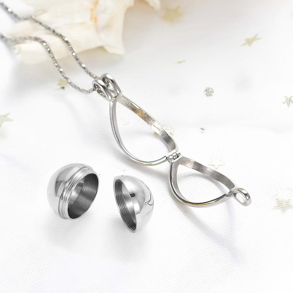 Teardrop Memory Necklace for Ashes - Stainless Steel Cremation Keepsake Pendant for Human & Pet Ashes, Hair, Perfume or Sand, Memorial Jewelry for Loss of Loved One or Pet