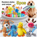 Small Dog Chew Toys 5pcs Plush Set - Dental Cleaning Puppy Chew Toys for Small Dogs, Random Styles & Colors, Cute Variety Pack Toy Bundle