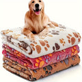 Soft Coral Fleece Pet Blankets for Dogs and Cats 3-Pack - 100% Polyester Paw Print Design Machine Washable, All-Season Throw Blanket for Small Medium Large Breeds, Cozy Pet Bed Cover