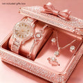 Women's Watch & Jewelry Set 6 Pieces - Elegant Ladies Watch with Bracelet Necklace Earrings & Ring, Luxury Fashion Jewelry Set for Women, Valentine's Day Birthday Anniversary Gift