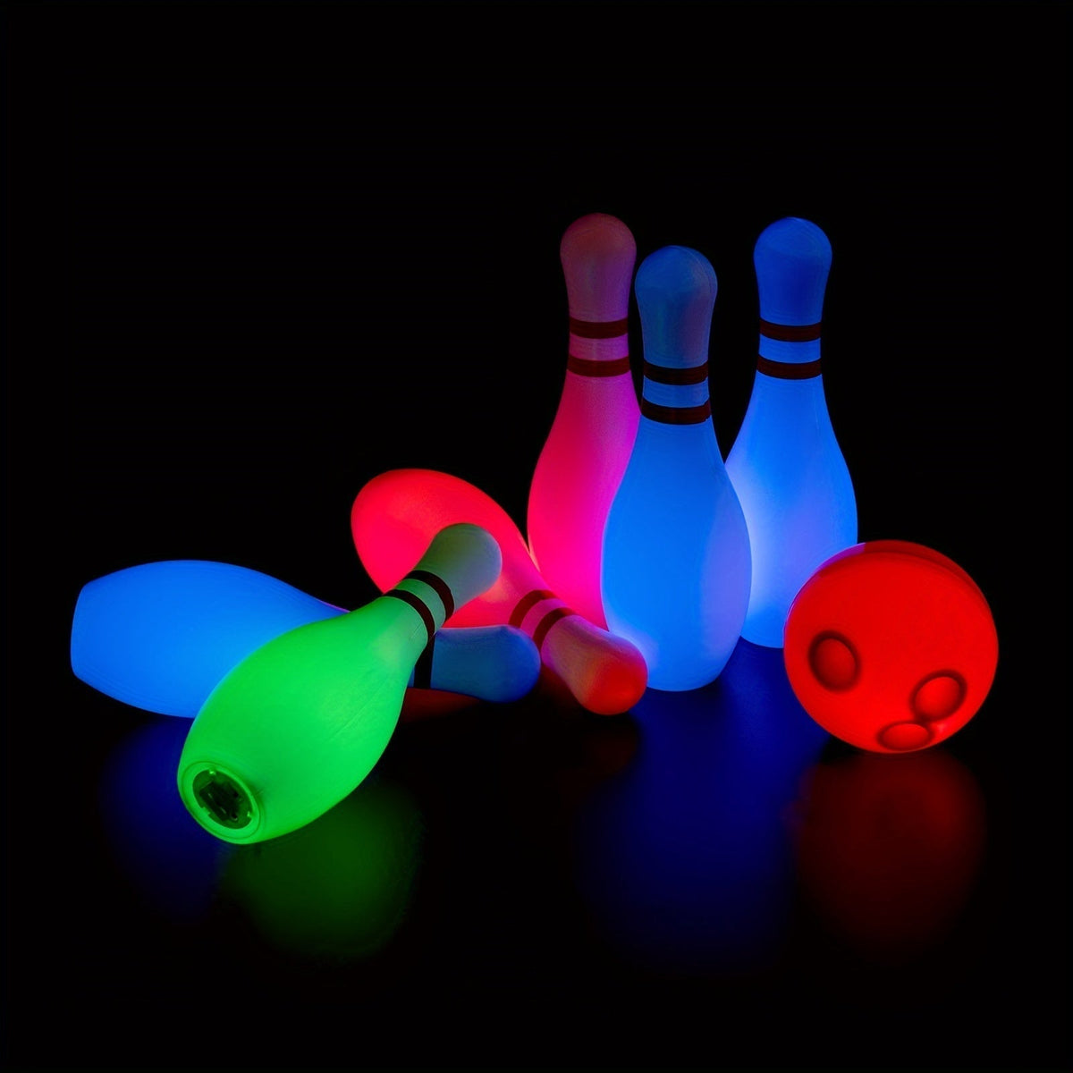 Light Up Kids Bowling Set 10 Glow Bowling Pins & 2 Balls Indoor Outdoor Bowling Game for Boys Girls Toddlers – 7.87" Tall Pins Fun Birthday Holiday Gift Toy for Ages 3+