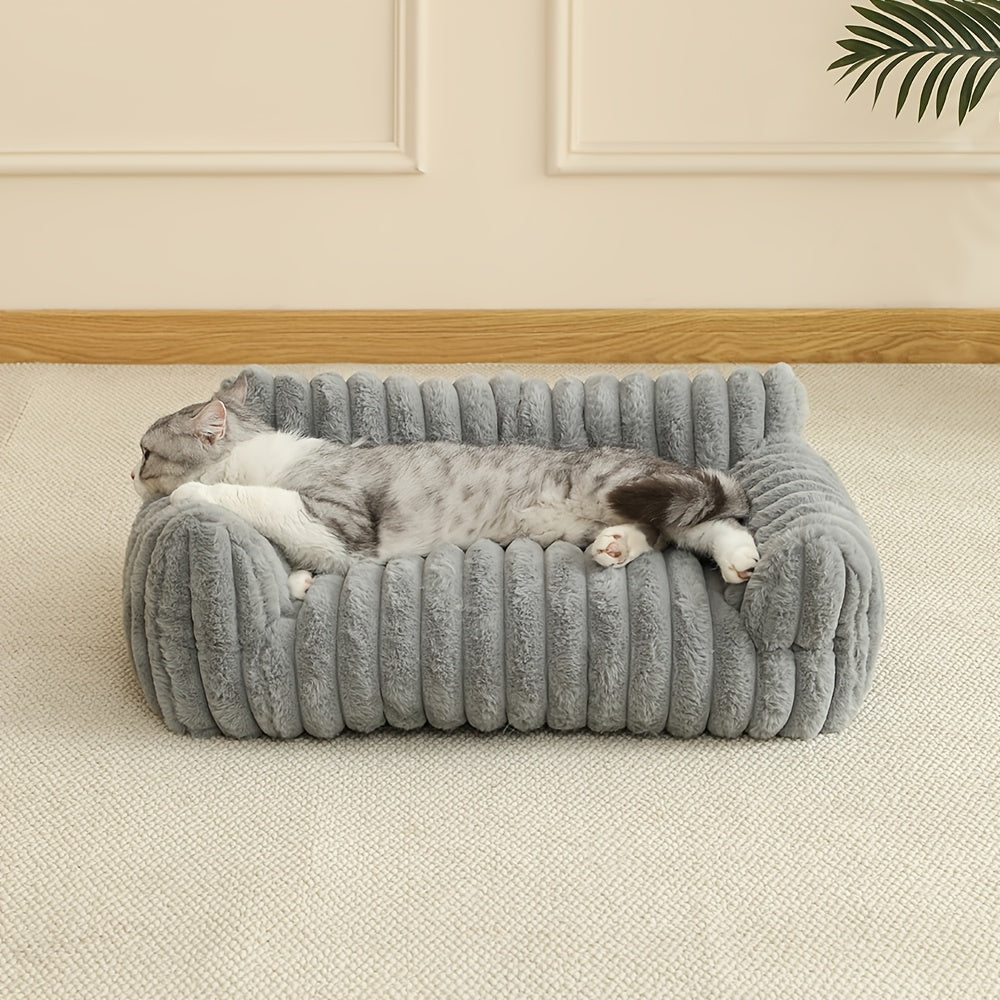 Cat Sofa Bed - Soft Comfortable Breathable Cat House for Large Medium Small Cats, Cute Plush Sleeping Basket Suitable for All Seasons, Indoor Cat Lounger & Cozy Rest Nest