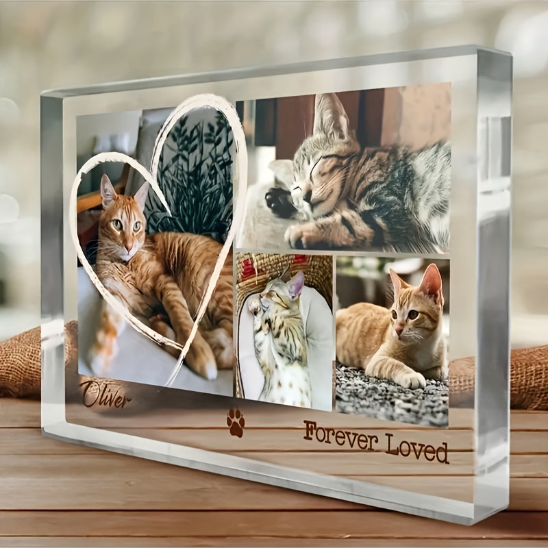 Forever Loved Custom Pet Photo Acrylic Plaque - Personalized Dog & Cat Memorial Gift, Pet Loss Sympathy Keepsake with Photo Print, Thoughtful Bereavement Gift for Pet Owners