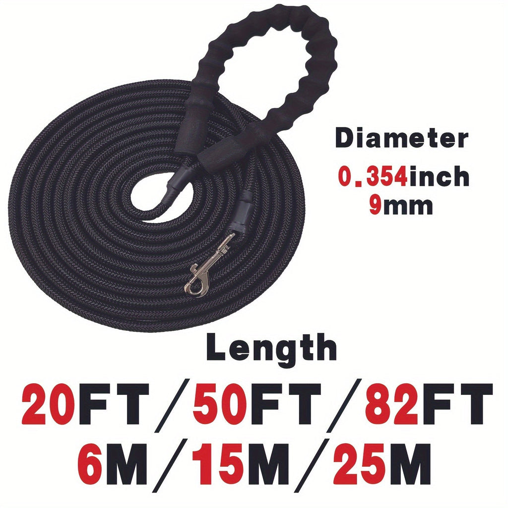 Heavy Duty Extended Dog Training Leash with Soft Sponge Handle – Long Strong Lead for Large Medium Small Dogs, Outdoor Running Beach Grass Sports, Anti-Slip Comfortable Grip Dog Lead