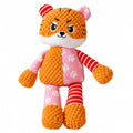 Squeaky Tiger Stuffed Animal Plush Toy - Anime-Style Colorful Stripes & Polka Dots, Soft Durable Fabric, Cute Birthday Christmas Gift for Kids Toddlers Baby Shower, No Battery Required