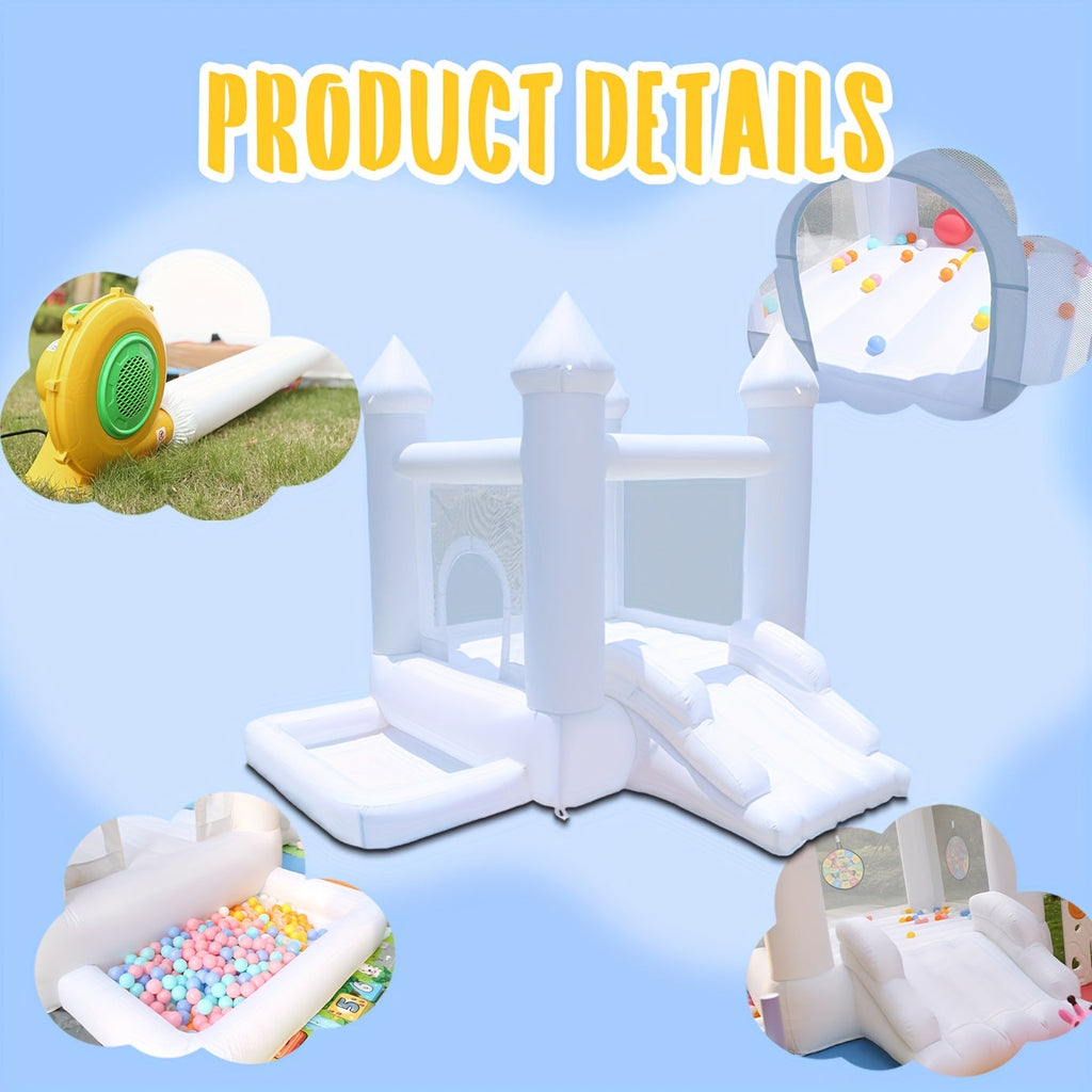 Kids Inflatable Bounce House Castle with Blower, Ball Pit & Slide - Indoor Outdoor Bouncy Castle for 2-3 Children, Easy Setup, Oxford Cloth | Perfect Birthday Party Gift for Boys and Girls