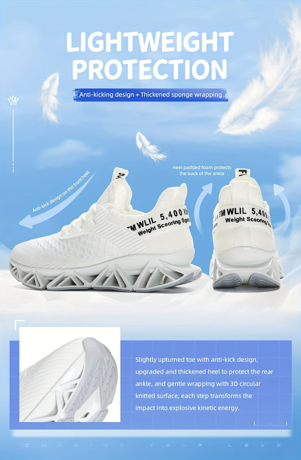 Men's Lightweight Breathable Running Shoes Non-Slip TPU Sole EVA Cushion Lace-Up Low Top Sneakers 3 Colors Sizes US 7.5-13 All-Season Wear-Resistant Training Casual Athletic Shoes
