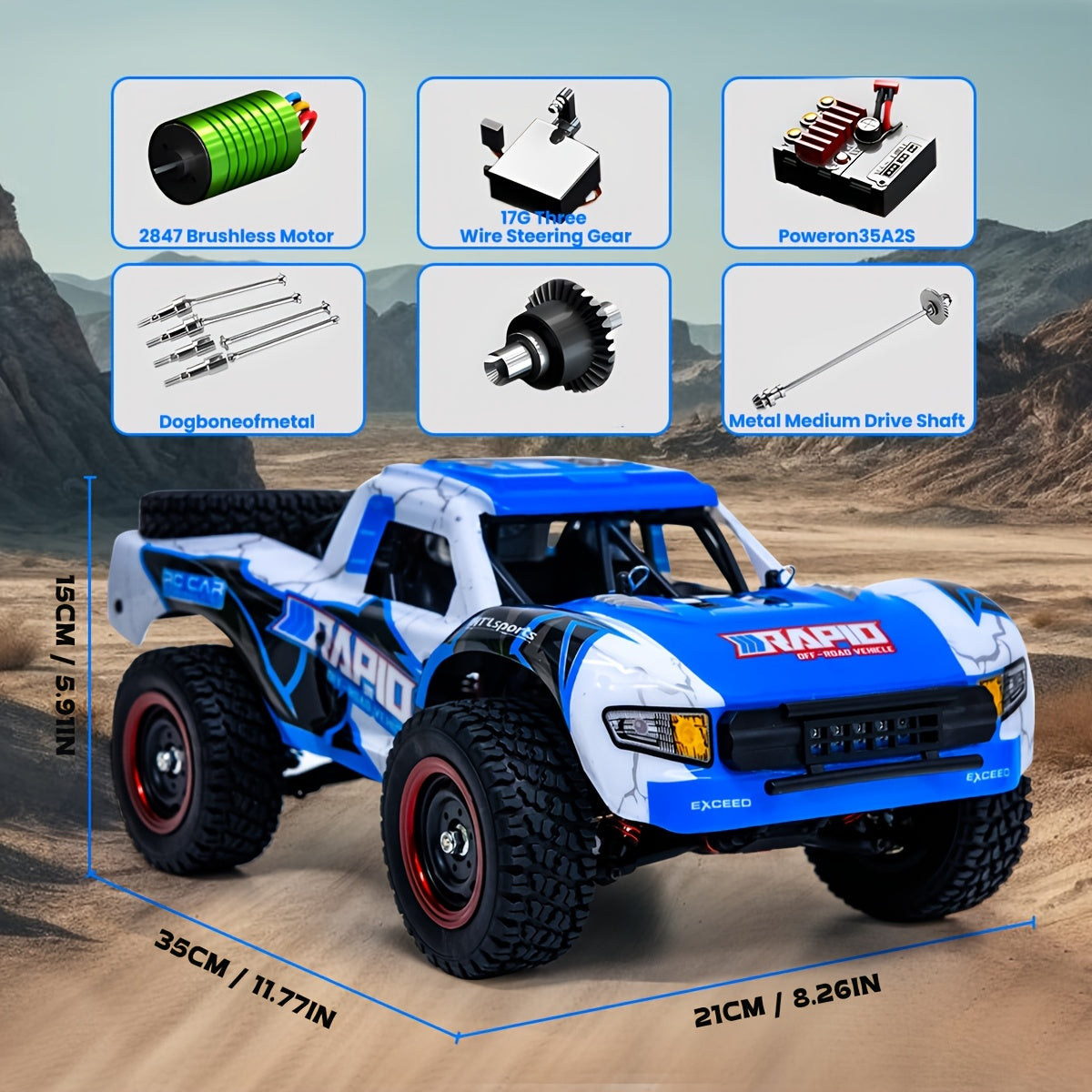1:14 Scale High Speed RC Car 4WD Off-Road Vehicle – Brushless Motor PRO 50-70 km/h or Carbon Brush 38 km/h – Four-Wheel Drive Remote Control Truck for Adults & Kids