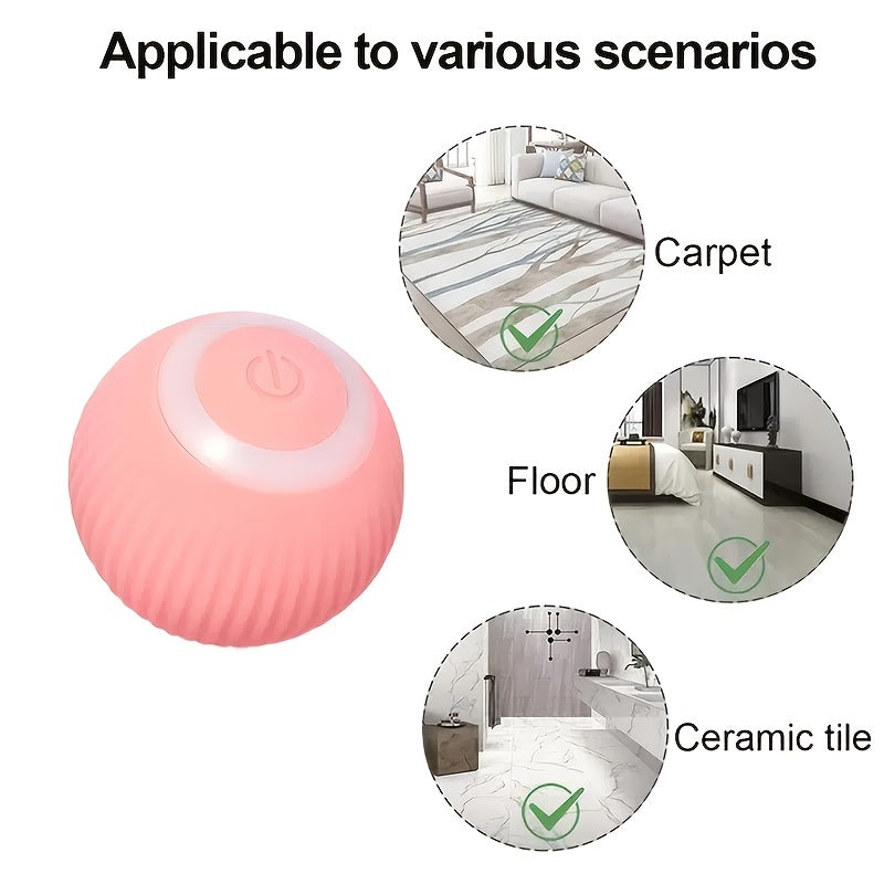 Smart Automatic Rolling Ball Cat Toy – 150mAh Rechargeable Battery, Self-Moving Interactive Ball for Hours of Indoor Cat Play & Exercise, Electronic Kitten Toy