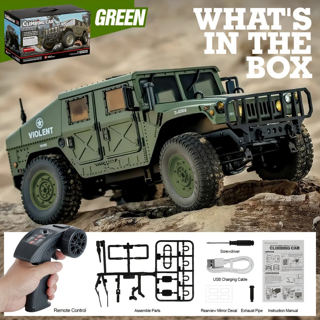 C8835 Full-Scale RC Military Off-Road Vehicle for Adults - Full-Proportion Transmission, Variable Speed, Climbing, Multi-Mode LED Lighting, 5 Openable Doors, Optional Machine Gun & Winch Accessories
