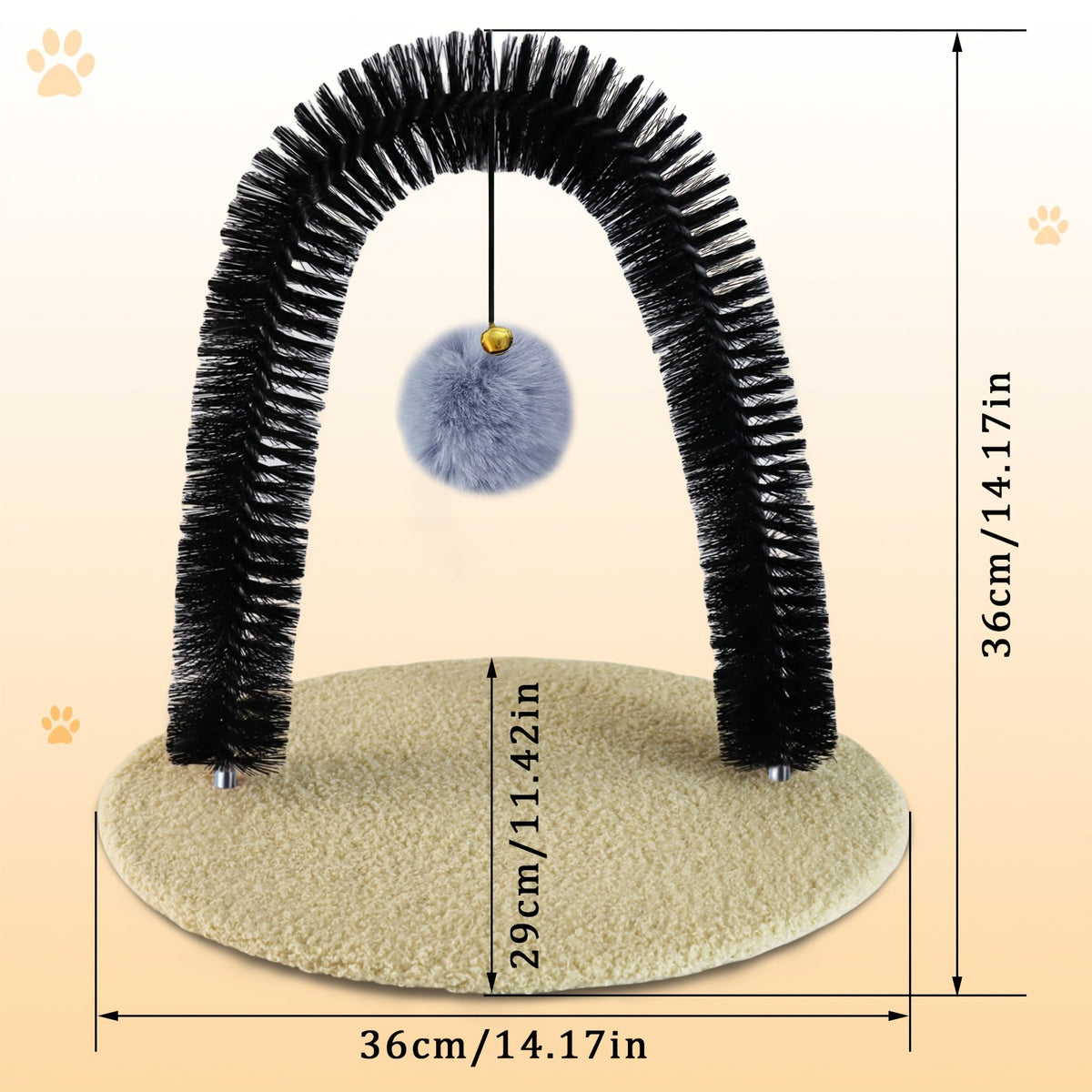 Cat Arch Self-Groomer Toy with Scratching Pad – Interactive Massage Brush for Indoor Cats, Shedding Relief & Stress Relief Grooming Arch