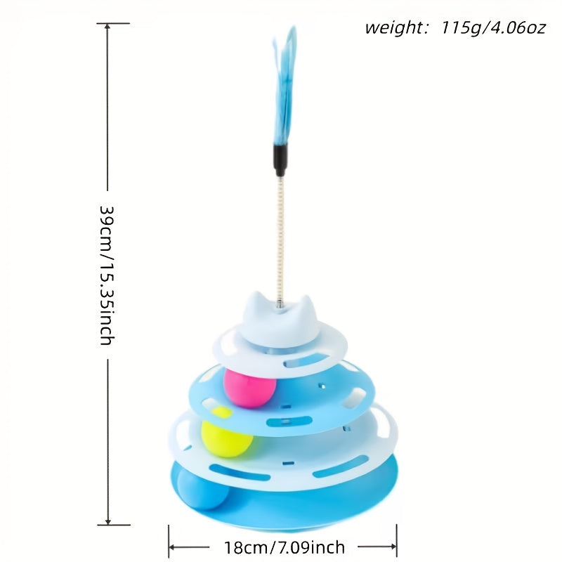Interactive Cat Spinner Toy with Feather & Spinning Ball – Self-Entertainment Anti-Boredom Teaser Wand for Kittens & Cats, Rotating Design, Fun Indoor Play, Great Holiday Gift for Cat Lovers
