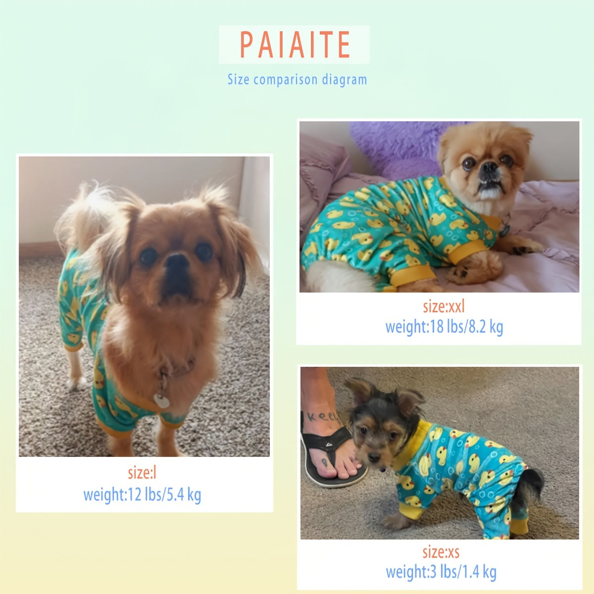 Yellow Duck Dog Pajamas for Small Dogs & Cats – Soft Stretchable Pet Jammies, Cute Animal Print Onesie Sleepwear for Puppies and Kittens, Cozy Indoor Dog Apparel and Gift for Pet Lovers