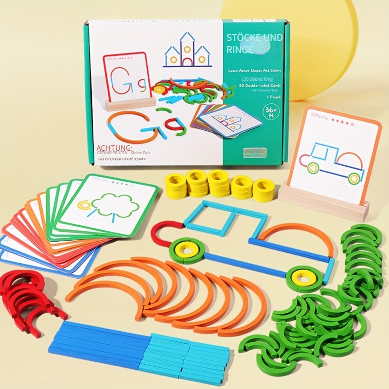 Toddler Peg Rod Toy for Fine Motor Skills & Color Recognition, Creative Shape Sorting Early Learning Toy, Montessori Kindergarten Education Activity, Best Gift for Boys & Girls Age 2-5
