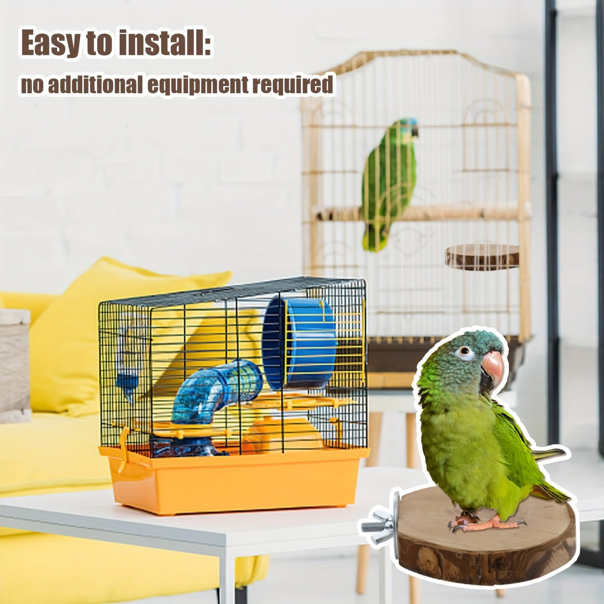 Apple Branch Bird Perch Set 8pcs Natural Wood Parrot Perch Stand Fork Multi-Branch Hanging Platform Hammock Swing Toy for Macaws Conures Parakeets Budgies Finches