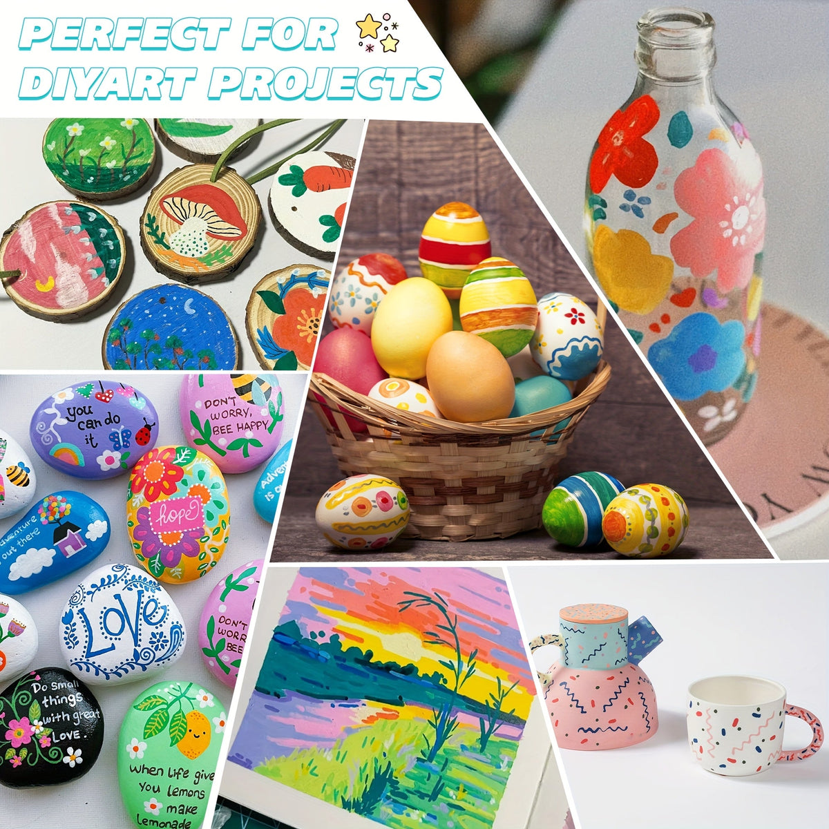 Dual Tip Acrylic Paint Markers Set 48 72 108 Colors Non-Toxic Odorless Permanent Paint Pens for Rock Painting Canvas Wood Glass Ceramic Fabric Stone Paper DIY Art Craft Supplies for Adults Kids