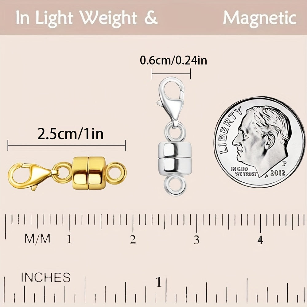 Magnetic Necklace Clasp Set 18 Pieces Gold and Silver – Magnetic Jewelry Clasp Converter with Lobster Clasps for Bracelets Necklaces and Chains – Easy Arthritis-Friendly Jewelry Fastener