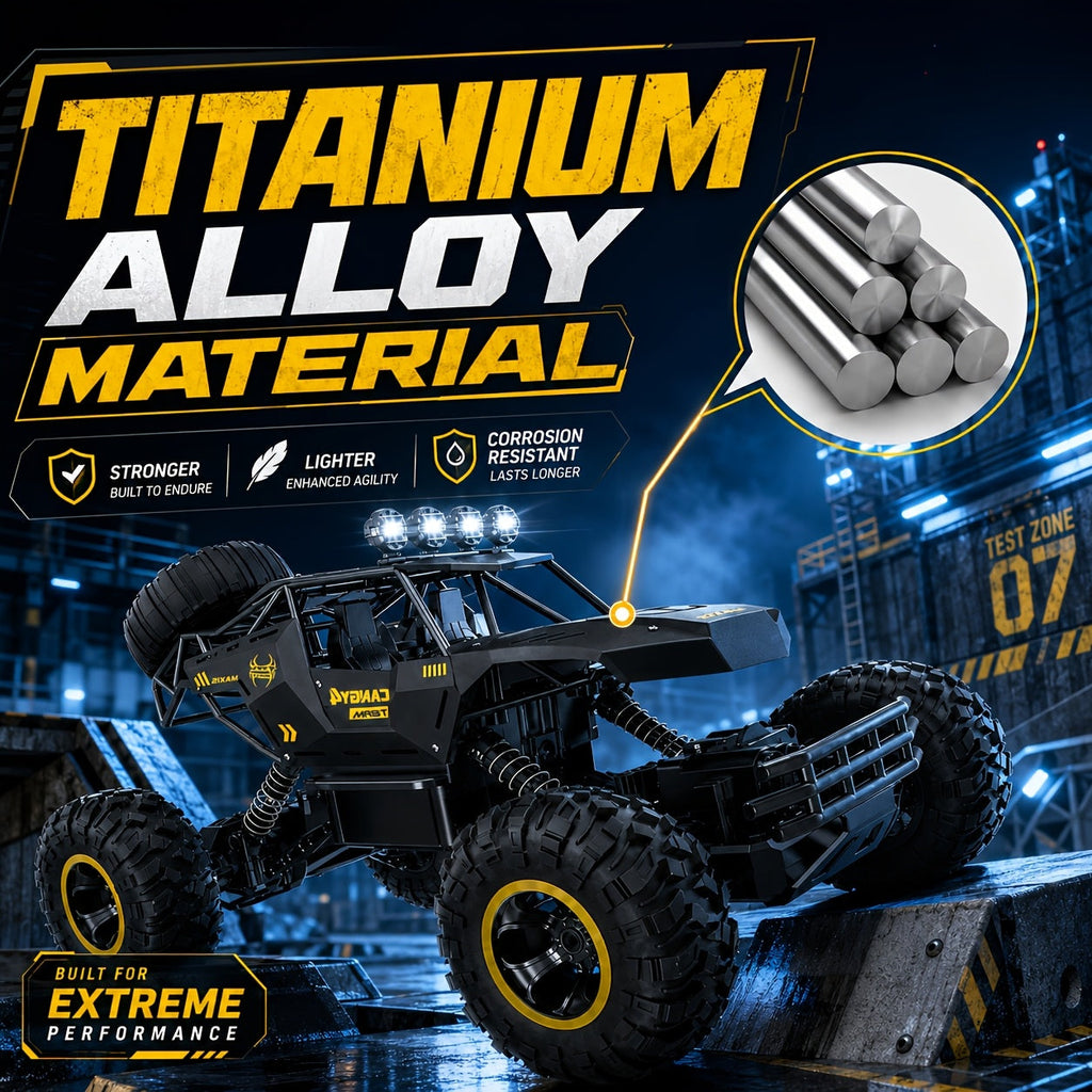 4DRC 1:12 Scale Remote Control Truck 2.4GHz Off-Road RC Car for Kids Adults – Alloy Body, LED Lights, 7.4V Rechargeable Battery, Independent Shock Absorbers, All-Terrain Climbing Vehicle, Best Birthday Christmas Gift