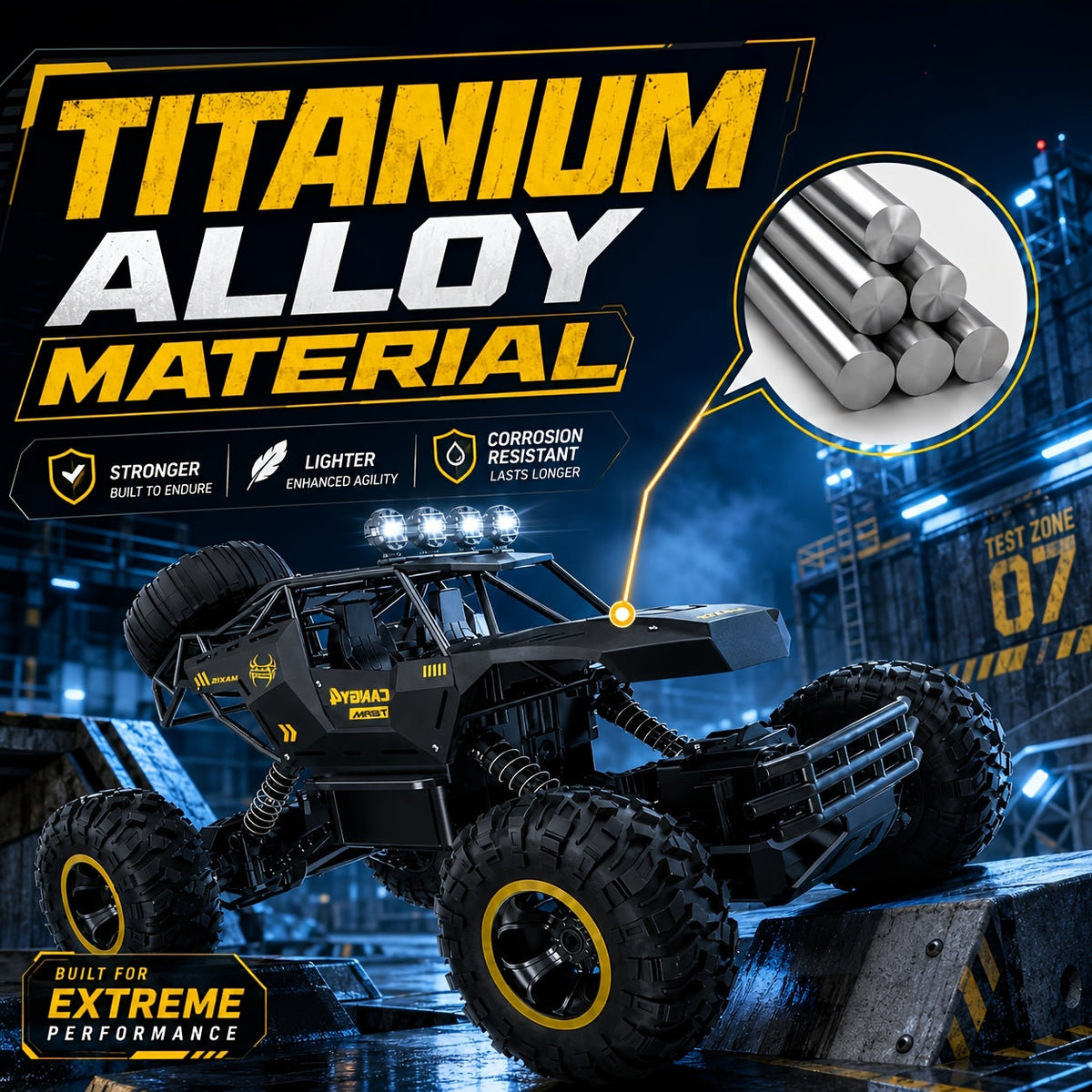 4DRC 1:12 Scale Remote Control Truck 2.4GHz Off-Road RC Car for Kids Adults – Alloy Body, LED Lights, 7.4V Rechargeable Battery, Independent Shock Absorbers, All-Terrain Climbing Vehicle, Best Birthday Christmas Gift