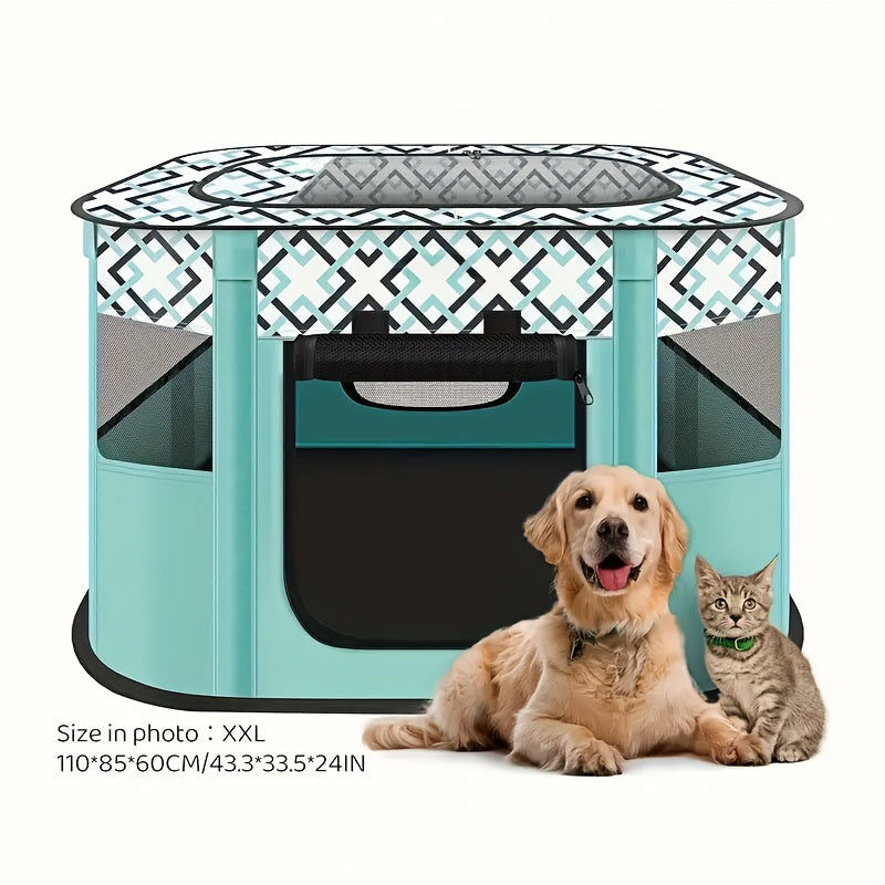 Foldable Pet Playpen for Dogs Cats Puppies Kittens Rabbits Portable Dog Exercise Kennel Indoor Outdoor Camping Travel with Storage Bag Purple Green M L XL XXL