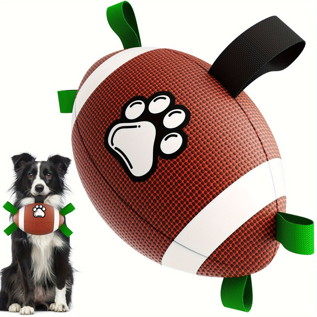 Inflatable Rubber Dog Football with Air Pump – Chew-Resistant Interactive Fetch Ball Toy for All Breed Dogs, Paw Print Design, Large & Small Sizes, Durable Indoor & Outdoor Puppy and Adult Dog Toy