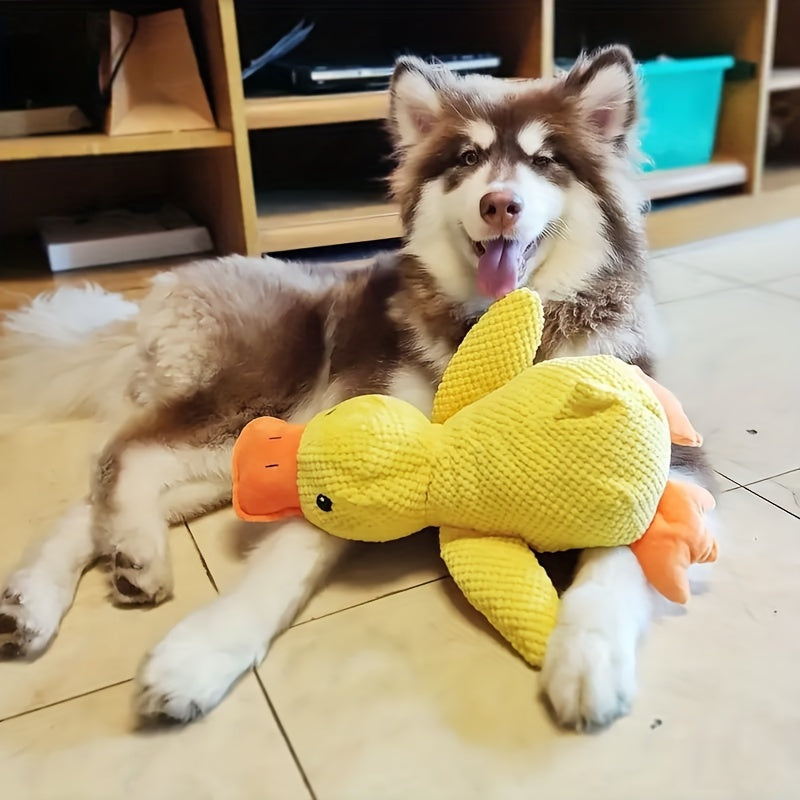 Heavy Duty Plush Duck Dog Chew Toy with Squeaker - Durable Chew-Proof Interactive Toy for Puppies & Adult Dogs, Safe for Aggressive Chewers, Teeth Cleaning, No Batteries Needed