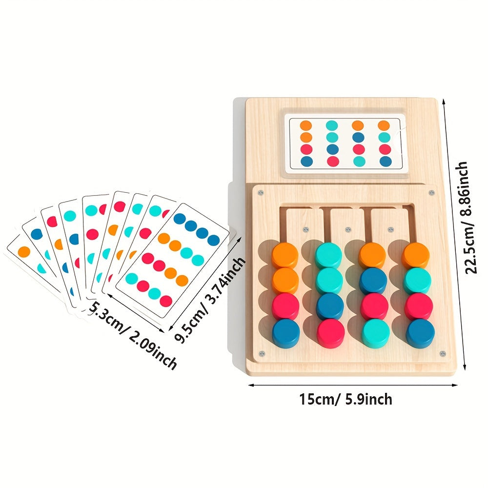 Wooden Four-Color Puzzle Game for Kids & Adults - STEM Brain Teaser Logic Toy to Enhance Focus, Hand-Eye Coordination & Critical Thinking, Educational Family Board Game, Birthday & Holiday Gift