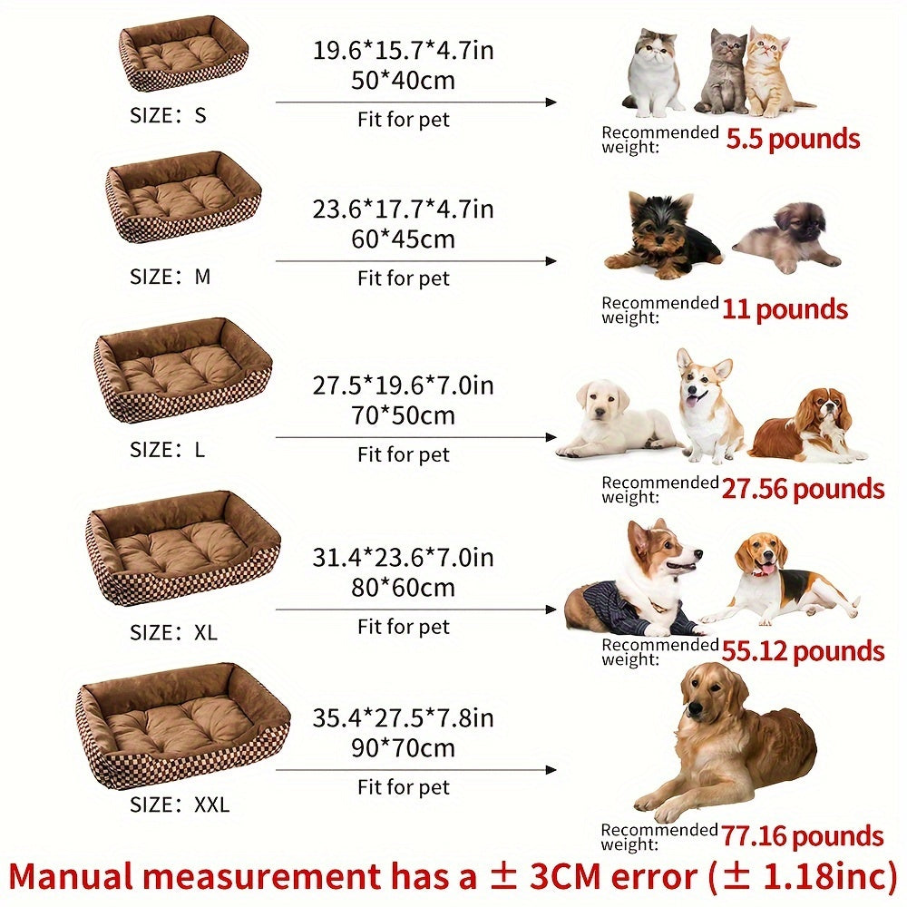 Cozy Plaid Dog Bed for Small Medium Large Dogs - Ultra-Soft Polyester Plush Pet Mat, No Assembly Required Ready to Use, Stylish All-Season Indoor Flat Dog Bed Lounger for All Breeds