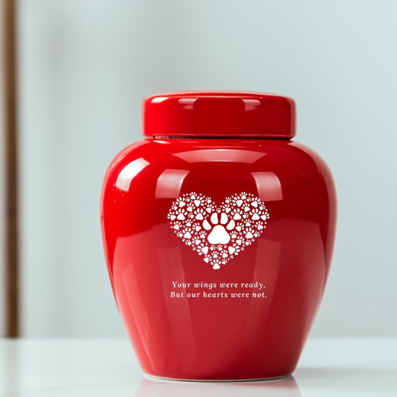 Ceramic Pet Memorial Urn Large Capacity - High-Grade Dog and Cat Cremation Keepsake Urn, Your Wings Were Ready But Our Hearts Were Not Engraved, Durable Pet Loss Grief Comfort Urn, Dark Green
