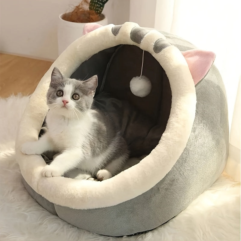 Soft Cat Bed with Breathable Mat - Cozy Kitten Sleeping Basket for Small Medium Large Cats, All-Season Indoor Cat House