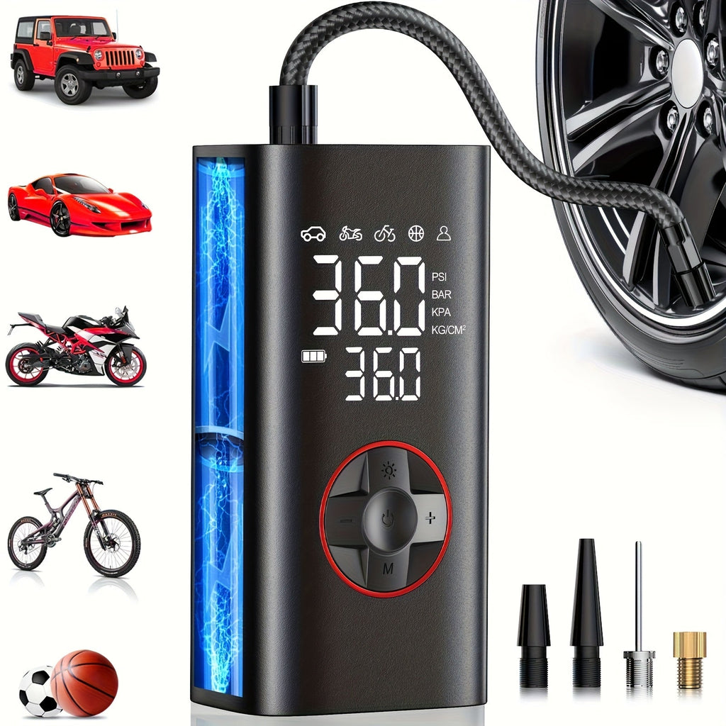 Cordless Digital Tire Inflator 150PSI with Protective Case – Portable Air Compressor Pump for Car Motorcycle Bike SUV Truck, Auto Emergency Kit, Gift for Men & Dad