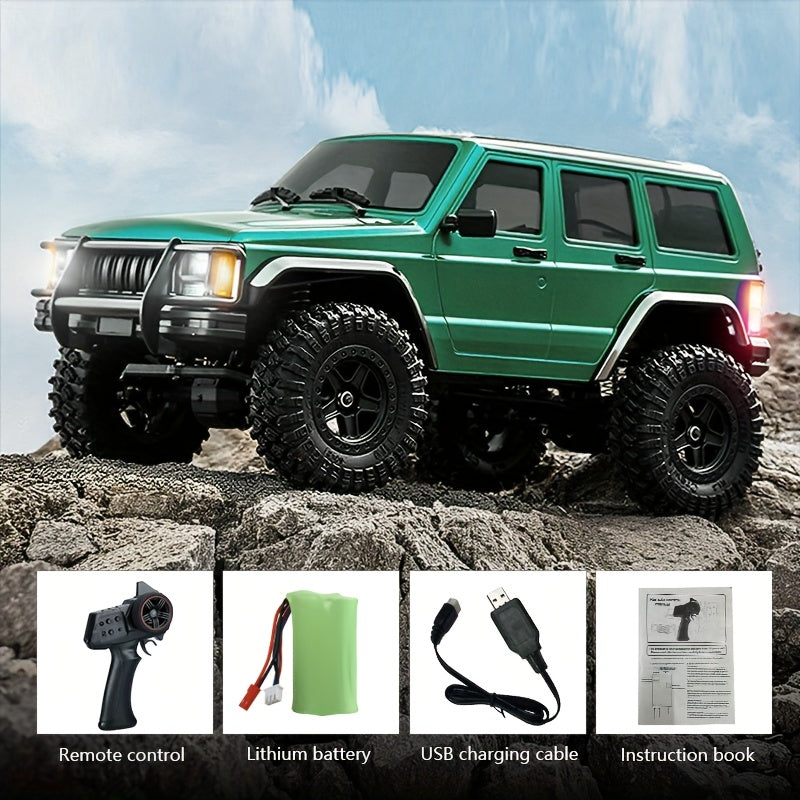 1:18 Scale RC Rock Crawler 4x4 All Terrain Remote Control Car – High-Torque Diamond Axles, LED Lights, Heavy-Duty Chassis – Extreme Off-Road RC SUV for Adults & Kids – White, Gray, Blue, Green