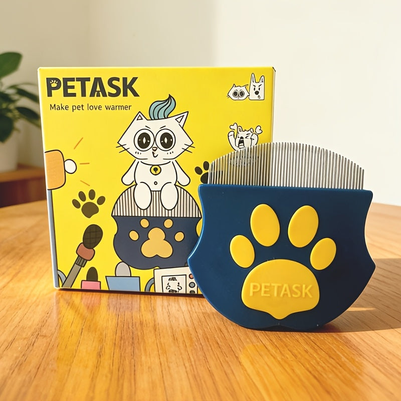 Pet Grooming Comb Set for Dogs Cats and Rabbits - Facial Wide-Tooth Needle Comb with Round Head Curved Design, Flea Comb and Tail Cleaning Comb for Small Face and Full Body Grooming