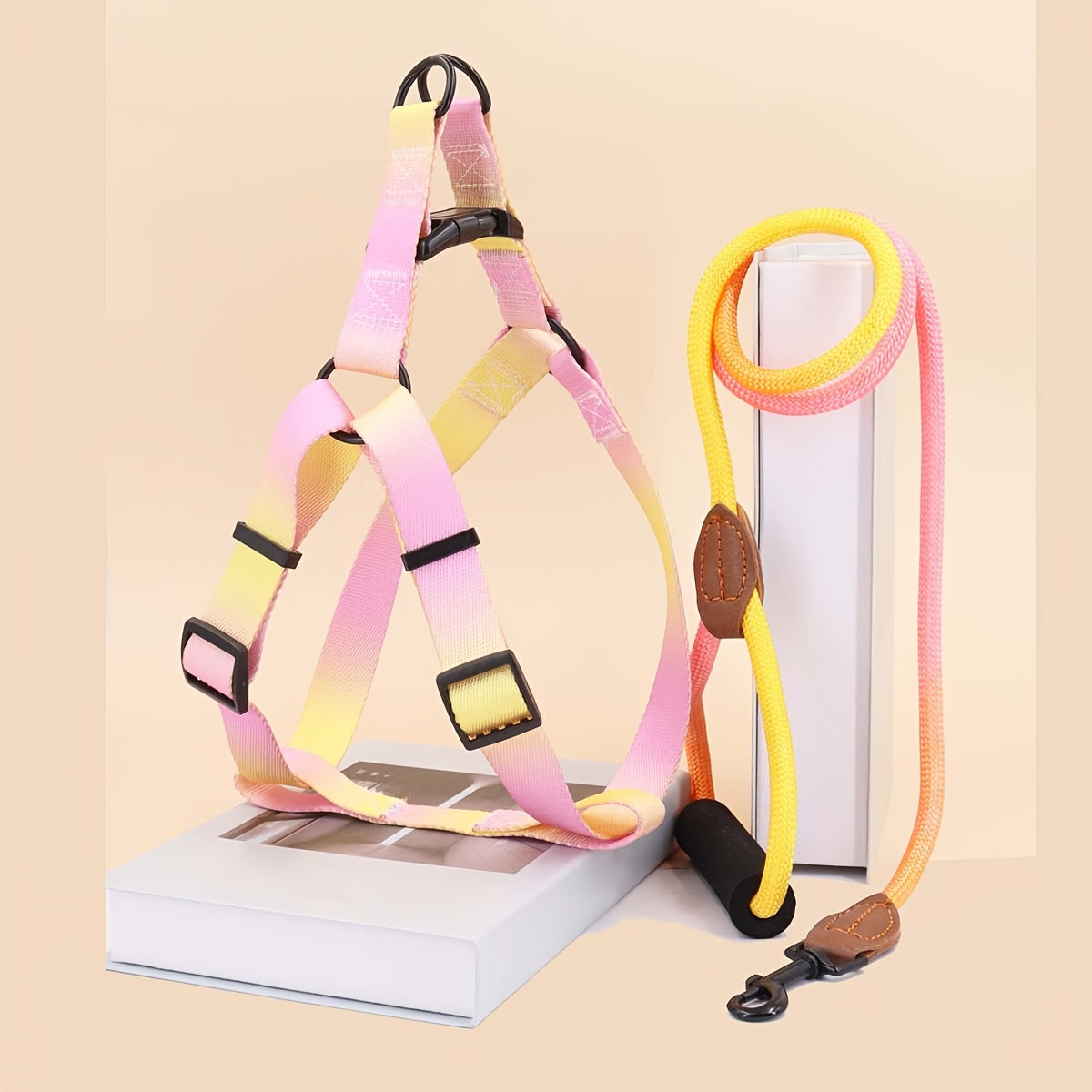 Colorful Pet Chest Harness & Leash Set for Cats & Dogs – All-Season Universal Adjustable Back Harness for Indoor & Outdoor Use – No-Pull Vest Harness for Small Medium Pets, No Battery Required