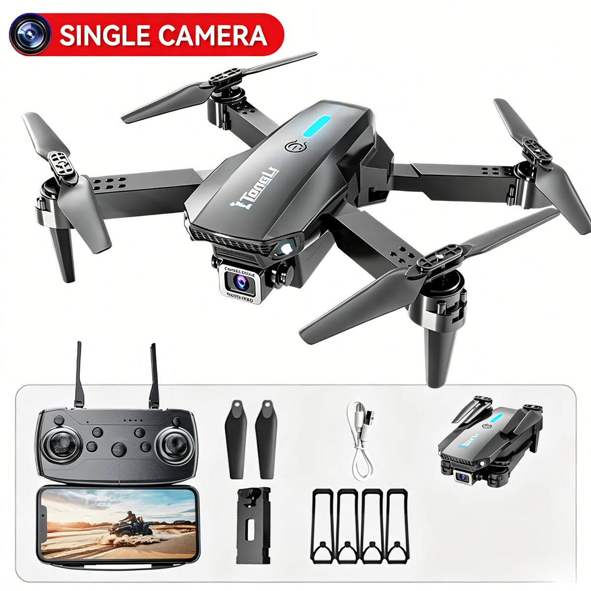 TongLi RC Drone with Dual/Single Camera or No Camera - FPV Altitude Hold Headless Mode Gesture Photo & Video, One-Key Takeoff/Landing, Drop-Resistant Beginner RC Quadcopter, Gift for Kids & Adults