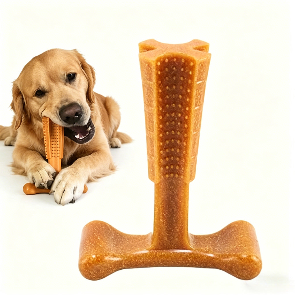 Durable Dog Chew Toy T-Shape – Non-Breakable Textured Gum Toy with Ergonomic Grip for Aggressive Chewers, Puppies & Adult Dogs, Tough Plastic Teeth Cleaning Chew