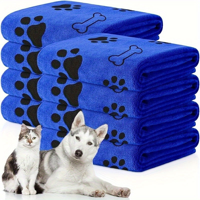 Microfiber Dog Towel with Paw Print - Quick-Dry Super Absorbent Pet Bath Towel 13.5x29.5 Inch, Soft Durable Dog Drying Towel for Bathing & Grooming, Available in 1 or 3 Pack