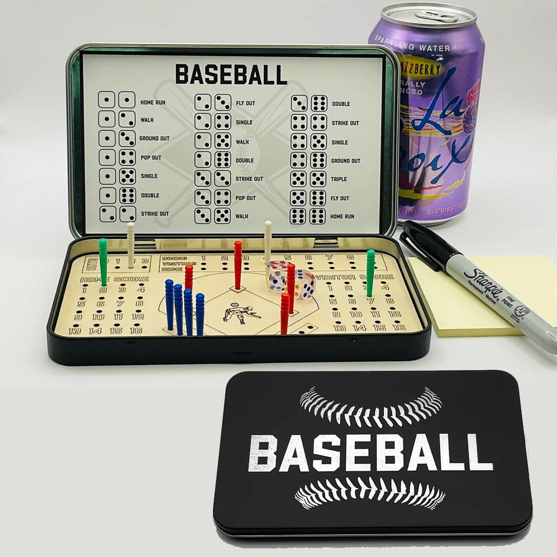 Sports Travel Board Game Set – Portable Wooden Finger Joint Dice Game for Football, Baseball & Softball, Fun Tabletop Game for Family Game Night, Parties & Gatherings, Gift for Sports Fans Kids Adults
