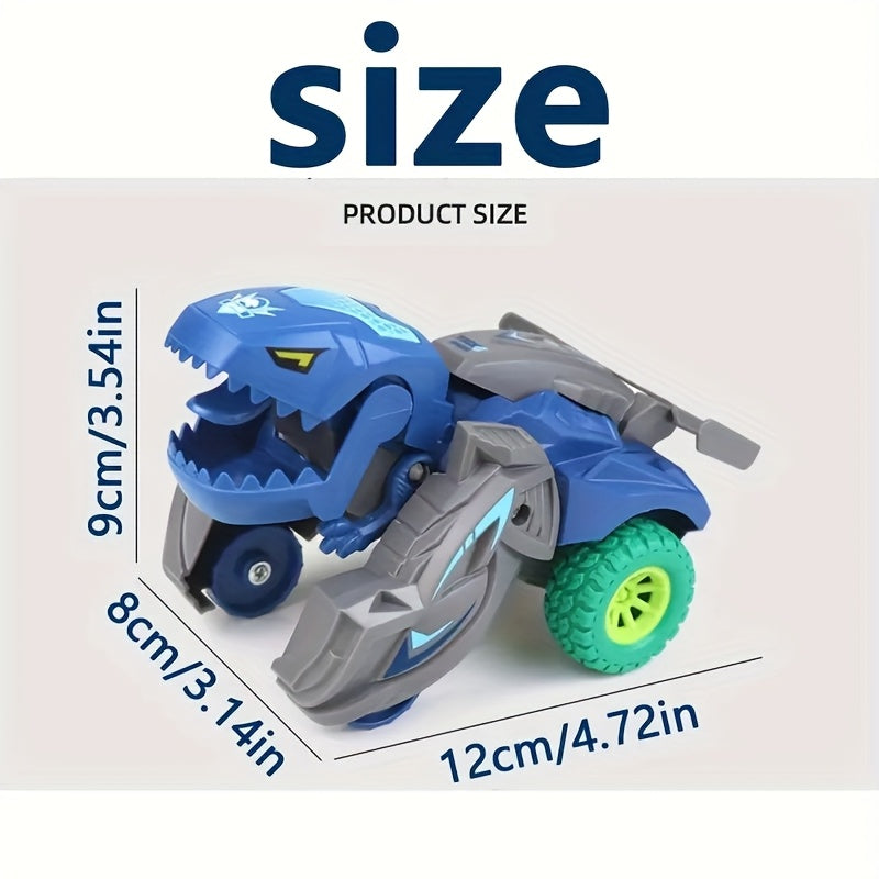 2-in-1 Automatic Transforming Dinosaur Car Toy for Kids - One-Button Dinosaur to Race Car Transformation, Durable Robot Transformer Toy, Birthday & Holiday Gift for Boys Ages 3+, Yellow Blue Red Green