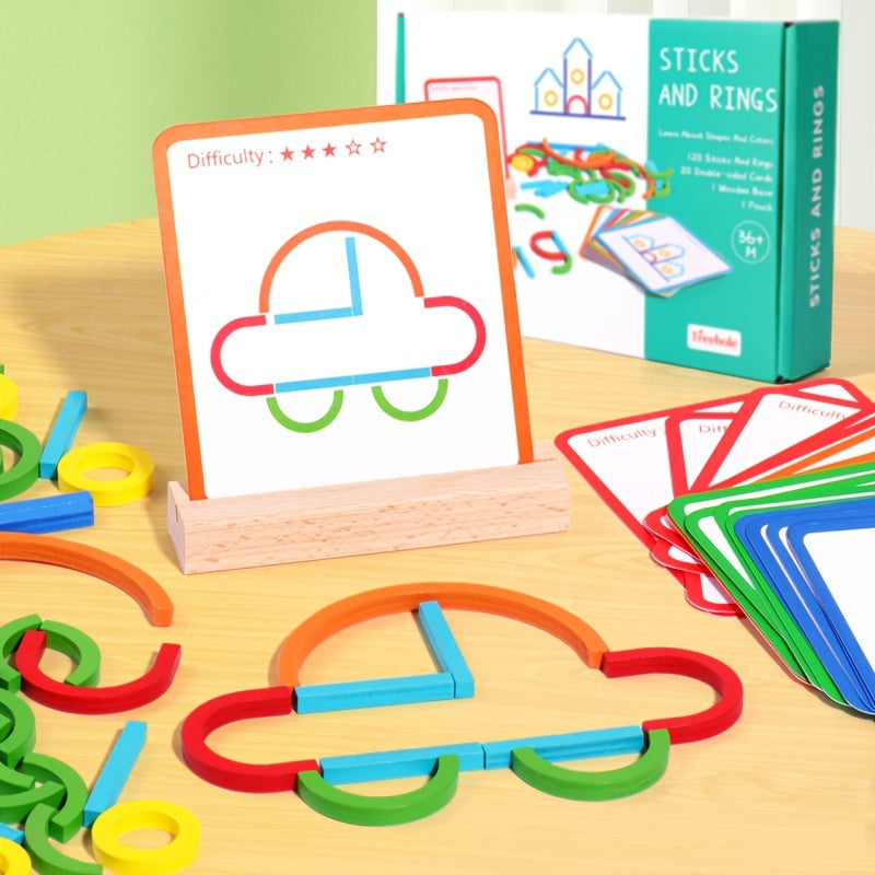 Toddler Peg Rod Toy for Fine Motor Skills & Color Recognition, Creative Shape Sorting Early Learning Toy, Montessori Kindergarten Education Activity, Best Gift for Boys & Girls Age 2-5