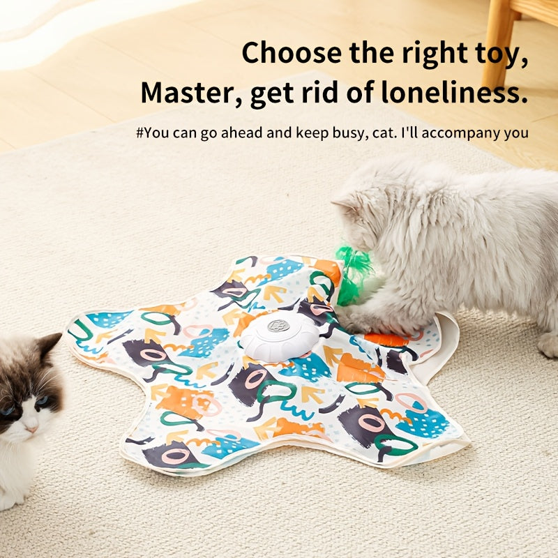 Smart Electric Cat Hunting Toy Rechargeable – Simulated Prey Movement Interactive Puzzle Teaser, Hands-Free Auto Cat Entertainment for Indoor Cats, Small Fish & Graffiti Styles for Kittens & Adult Cats
