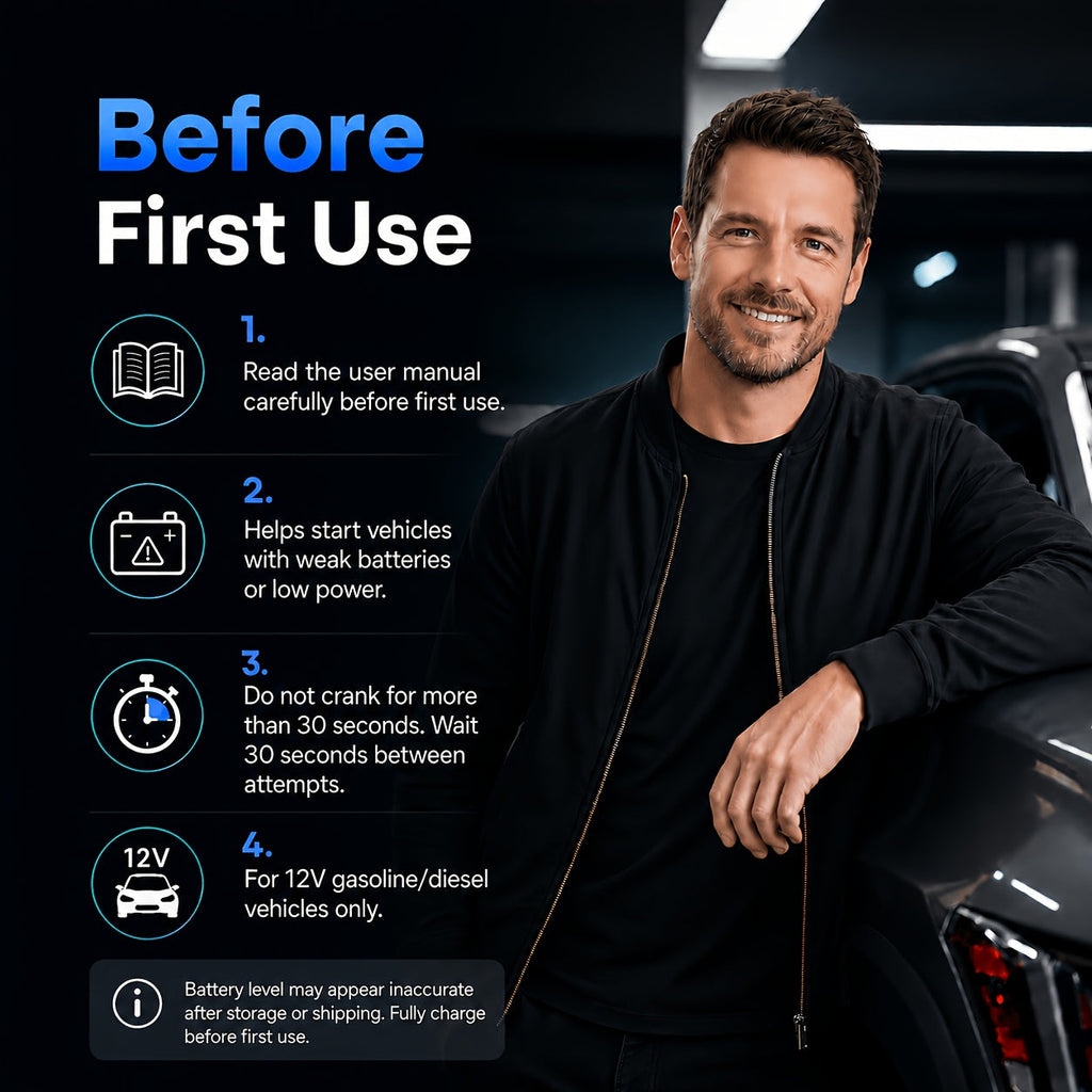 Portable Car Jump Starter with Air Compressor 20000A Peak 7-in-1 Battery Booster Pack with 150PSI Tire Inflator, Power Bank, LED Light & LCD Display – 12V Emergency Roadside Kit for Car SUV Truck