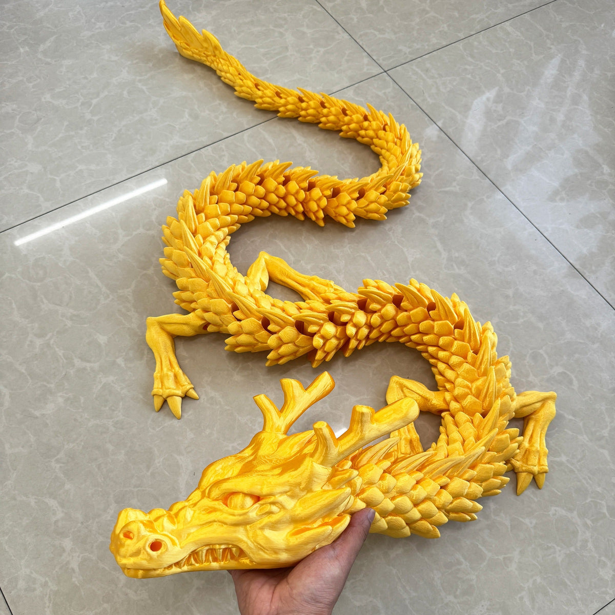 74 Inch Large Chinese Dragon Decoration Moveable Party Decor Hinge Structure Heavy Duty Indoor Outdoor Halloween Christmas Chinese New Year Golden Dragon Tyrannosaurus No Batteries Needed