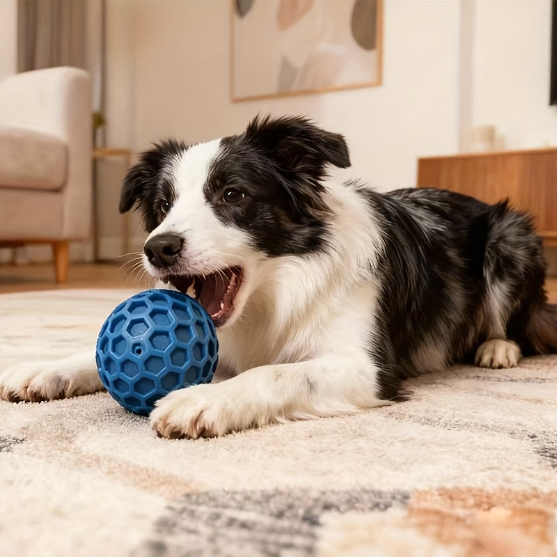 Squeaky Dog Toy Ball for Large Dogs - Super Tough Rubber Bite-Resistant Teeth Cleaning Chew Ball, Interactive Food Leaking Puzzle Toy, Durable Teething & Squeaker Ball for Aggressive Chewers